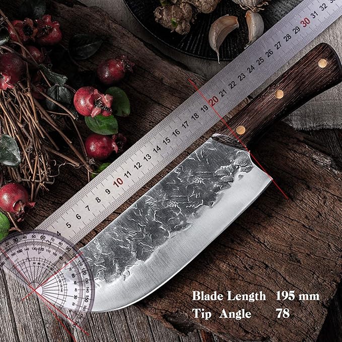 DRAGON RIOT Hand Forged Butcher Knife Cleaver 7.5 Inch High Carbon Steel Meat and Vegetable Cleaver Knife Full Tang Sharp Chef Knife for Kitchen Camping and BBQ