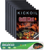 Black Grill Mats Set of 6 - Non-Stick Heavy Duty Teflon Grill Sheets for Charcoal, Gas & Electric Smokers