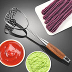 Mashed Potatoe Masher Stainless Steel - Heavy Duty Potato Masher, Professional Integrated Masher for Avocado, Potatoes, Beans, Meat, Vegetables