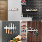 Ninonly 16 Inch Magnetic Knife Holder for Refrigerator Stainless Steel Magnet Knife Strip for Wall Mounted No Drilling Knife Rack with Powerful Magnetic Pull Force Fridge Applicable