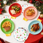 OuMuaMua 150Pcs Christmas Paper Plates and Napkins Set Disposable, Heavy Duty Christmas Light Bulb Design Party Supplies Serve 50, Fancy Disposable Dinnerware Set for Holiday Home Xmas Party Decor