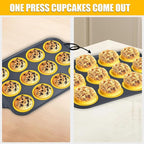 Silicone Muffin Pan, 12 Cups Cupcake Pans with Metal Frame Nonstick Muffin Tins Easy to Pop Out for Baking Cupcake Egg Bites BPA-free Cupcake Pan Mold (12 Cups Yellow)