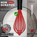 Walfos Whisk, Silicone Whisk Heat Resistant (480°F) Kitchen Whisks Set of 4- Professional Whisks For Cooking Non Scratch, Balloon Egg Wisk Perfect for Frothing, Blending, Beating