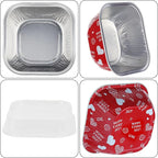 30PCS 7.8OZ Foil Baking Cups with Lids - Mini Cake Tins & Pans for Holiday Gifts, Happy Hour