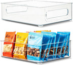 Plastic Food Storage 2 pack Clear Container Bin with Handles for Organizing Kitchen, Pantry, Refrigerator, Freezer, Pantry, Cabinet, Closet, Bathroom. Stackable 10”x8”x3”