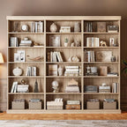 70.8" Tall Brown Bookshelf, Farmhouse Modular Bookcase with 6-Tier Adjustable Shelves, Large Storage Cabinet for Home Office, Living Room, Set of 4