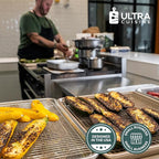 Ultra Cuisine Oven-Safe, Dishwasher-Safe 100% Stainless Steel Cooling & Baking Rack Set - Jelly Roll Sheet Pan Size - Heavy Duty - 10 x 14.7" - Set of 2 - Wire Cooling Racks for Baking & Cooking