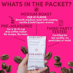 Sarasota Coffee Ground Packets | Gourmet Flavored Medium Roast Bulk Coffee Packs | Jamaican Me Crazy | Low Acid Mold Free Singles Individual Pouches for 12 Cup | 1.5 Ounce Bags, 42 Count