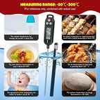Waterproof Food Thermometer with Long Probe Digital Meat Thermometer for Water, Liquid, Candle and Cooking Instant Read for Kitchen BBQ Grill Candy(Black,White,Red)