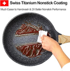 Nonstick Frying Pan Skillets 3-Piece Set 8/9.5/11 inch, Granite Coating Omelette Pan, 100% PFOA free Cookware Pan, Non Stick Stone Frying Pan Skillets Set