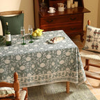 ISAENNE Designer Grayish Green Linen Small Tablecloth Rectangular,Floral Stain Resistant Table Cloth,Fall Vintage Decor Tablecloths for Dining Thanksgiving Kitchen Party,55"*71"-Andrew A