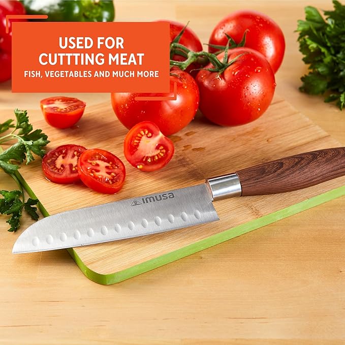 IMUSA 6in Chef WL Stainless Steel Santoku Knife with Wood Look Handle