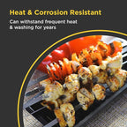 O-Yaki Flat Metal Kabob Skewer for Grilling – Set of 8 BBQ Skewers Stainless Steel with Storage Bag, Dishwasher Safe Skewers with Hook Handle & Sharp Tip for Outdoor BBQ, Cookouts & Oven Use – 9 Inch