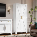 71" Tall Metal Storage Cabinet with 2 Doors and 4 Adjustable Shelves, 5-Tier Kitchen Pantry Storage Cabinet for Kitchen, Living Room, Dining Room and Office, White