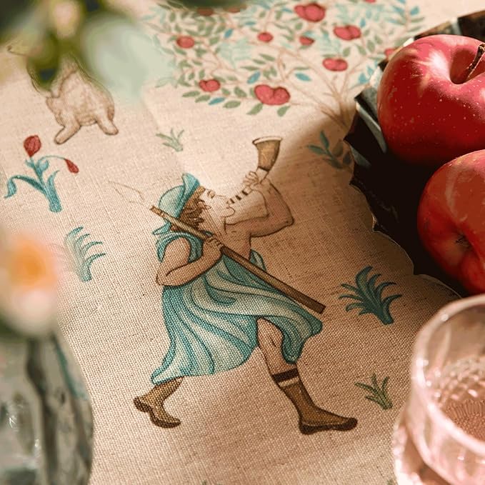 patdrea Designer Beige Tablecloth for Rectangle Table,Italian Linen Trees Pattern Extra Long Tablecloths,Decor Table Cover for Kitchen Dining Christmas,Thanksgiving,Tea Party,63"x110"-Tatiana a