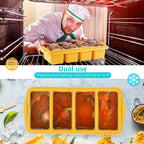Silicone Freezer Tray With Lid - Silicone Freezer Food Molds- Large Ice Cube Tray,Silicone Freezer Container,Freeze & Store Soup, Sauce, Broth,Leftovers - Makes 4 Perfect 1 Cup