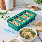 Souper Cubes 1 Cup Silicone Freezer Molds - Soup Cubes Perfect for Freezing Broth, Rice, Leftovers and More - Silicone Freezer Trays with Lids for Meal Prep - Kale - 1-Pack
