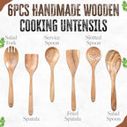 INTAJ Wooden Spoon Set for Cooking & Serving – 6-Piece Eco-Friendly Kitchen Utensils – Handmade Acacia Wood Spoons for Serving, Gifting & Daily Use – Non-Toxic, Sustainable Cookware Essentials
