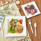 ECOLipak 10 Inch Square Paper Plates, 300 Pack Compostable Heavy Duty Biodegradable Paper Plates, Made from Sugarcane, Eco Friendly White Disposable Plates for Party, Dinner