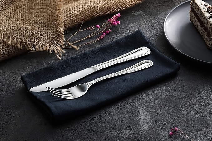 New Star Foodservice 58444 Bead Pattern, Stainless Steel, Dinner Knife, 8.5-Inch Set of 12