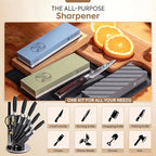 Mt Diablo Knife Sharpener Stone Kit for Chefs & Woodworkers: Dual-Grit Whetstones 400/1000 & 3000/8000, Premium White Corundum, Knife Sharpening Kit with Bamboo Base & Angle Guide, Flattening Stone