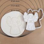 Flycalf Angel Cookie Cutters Christmas with Plunger Stamps Holiday PLA Baking Accessories Cutter Molds Gifts Decorative Party 3.5" Kitchen Cake Supplies