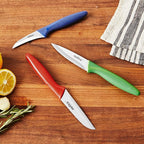 Zyliss 3 Piece Peeling & Paring Knife Set with Covers - Kitchen Knives for Fruits & More - Ideal for Kitchen Collections - Blue, Green, & Red