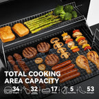 Royal Gourmet CC1830S BBQ Charcoal Grill and Offset Smoker | 823 Square Inch cooking surface, Outdoor for Camping | Black