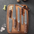 Wakoli EDIB 6-Piece Damascus Knife Set – Complete Kitchen Knives Collection | Genuine Damascus Steel Blades with VG10 Core | Ergonomic Pakkawood Handles | Professional Knife Gift Set