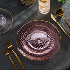 PLASTICPRO 120 Pack Plastic Plates Set of 60-10 inch Plates and 60-7 inch Plates, Elegant Clear Pink Spiral and Gold Rim Disposable Fancy Plates Premium Heavyweight