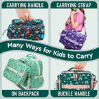 Bentgo Kids Lunch Bag - Durable, Double-Insulated Lunch Bag for Kids 3+; Holds Lunch Box, Water Bottle, & Snacks; Easy-Clean Water-Resistant Fabric & Multiple Zippered Pockets (Green Rainbow)