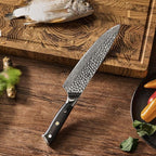 KYOKU Chef Knife - 8"- Shogun Series Japanese VG10 Steel Core Hammered Damascus Blade Kitchen Knife - with Sheath & Case