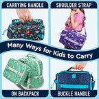 Bentgo Kids Lunch Bag - Double-Insulated, Reusable Lunch Bag for Kids 3+ with Adjustable Strap; Holds Lunch Box/Water Bottle/Snacks; Easy-Clean, Water-Resistant & Pockets (Confetti - Abyss Blue)
