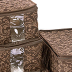 8-Piece Storage Containers Set – China, Brown, Quilted, Stackable Dish & Plate Protectors – Glass & Dinnerware Organizer Lids – Kitchen Storage for Meal, Tupperware, Glass Containers & Food Storage