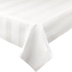 Luxury Table Protector Pad, 2 in 1 Table pad + Great Looking Tablecloth - Heat Resistant, Spill & Stain Proof - Flannel Backing (54x126, White - Silk Stripe)