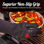 GRILL HEAT AID BBQ Grill Gloves Heat Proof for Grilling – Fireproof 1472°F Heat-Resistant Grill Mitts for Outdoor Barbecue and Smoker, Campfire, Fire Pit, Oven Glove with Fingers for Baking Pizza
