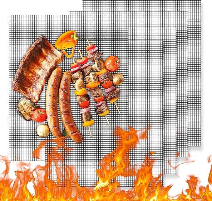 Dailyart Grill Mesh - Set of 5 Non-Stick Mesh Grill, Even Heating, Easy Clean-Up, Reusable and Durable, Perfect Mesh Grill Mat for Outdoor BBQ Accessories, Grill Topper for Outdoor Grill