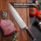 PAUDIN Chef Knife, 10 Inch Meat Knife, Ultra Sharp Brisket Slicing Knives, High Carbon Stainless Steel Kitchen Knife with Ergonomic Handle for BBQ, Roast, Meats and Vegetables