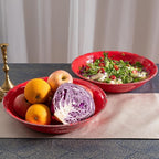 13.75" x2.75'' Extra Large Melamine Serving Bowls, Set of 2, Christmas Bowls Set for Salad, Pasta, Fruit, Unbreakable Farmhouse Deep Bowl. Durable and Dishwasher Safe, True Red
