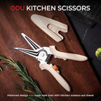 OOU White Bear Kitchen Scissors, All Purpose Heavy Duty Sharp Kitchen Shears Dishwasher Safe, Cooking Shears for Meat Chicken Fish Poultry Herb Bread