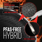 Hell's Kitchen Hybrid 9.5" Frying Pan, Tri-Clad Stainless Steel and Nonstick Ceramic PFAS Free, no PFOA, no PTFE, no Teflon, Non Toxic Cookware, Metal Utensil Safe, All Cooktops, Oven Safe