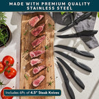 Home Hero Kitchen Knife Set - High Carbon Stainless Steel Blades & Built-In Sharpener - Ergonomic Handles & Cutlery Block Storage - Precision Cooking Prep with Chef Knife - 20 Pc, Black