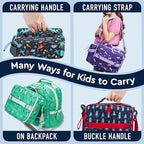 Bentgo Kids Lunch Bag - Durable, Double-Insulated Lunch Bag for Kids 3+; Holds Lunch Box, Water Bottle, & Snacks; Easy-Clean Water-Resistant Fabric & Multiple Zippered Pockets (Rocket)