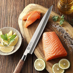 KEEMAKE Sashimi Sushi Knife Japanese - 9.5 inch Yanagiba Knife Japanese VG10 Stainless steel Single Bevel Blade, Perfect Rosewood Handle Filleting & Slicing Knives
