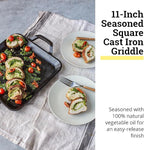 Lodge 11" Cast Iron Square Griddle - Chef Collection - For Indoor & Outdoor Cooking - Superior Heat Retention - Durable Cast Iron - Seasoned Kitchen Griddle