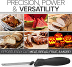 COOK WITH COLOR Electric Knife, 100W Power, Dual Stainless Steel Blades for Precise Cutting, Ergonomic Handle, Low Noise and Vibration, Ideal for Bread, Meat, and Vegetables, Black
