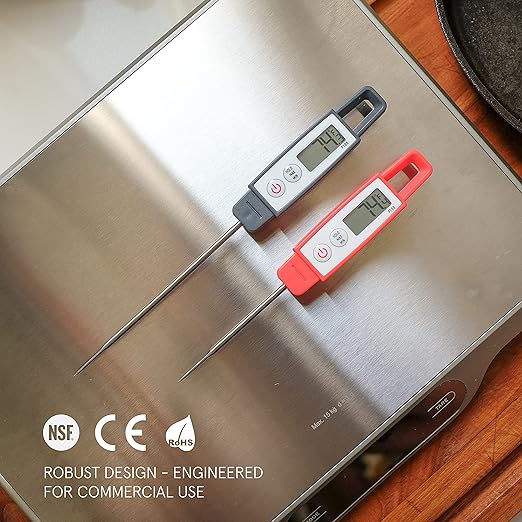 Lavatools PT09C Super-Quick Commercial Grade Digital Thermometer for Cooking, Meat, Candy, Candle, Liquid, Oil, 3" Compact Probe, Splash Proof, °C/°F Toggle, Hold Function - Sambal