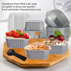 Mini Cake Tins with Lids, BAKINGPAK 30PCS 10OZ Mini Cake Pans with Lids Mini Aluminum Pans with Lids Mini Disposable Cake Pans with Lids Mini Square Cake Pans with Lids for Holiday Party, Ash