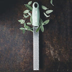 Premium Classic Zester- Sage Green | Lemon Zester tool, Hard Cheese & Vegetable Grater | For Citrus, Parmesan Cheese, Garlic, Ginger, Nutmeg | Fine Stainless Steel Blade, Made in USA