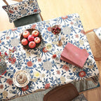 patdrea Designer Blue Tablecloth for Rectangle Table,Vintage Linen with Leaves and Floral Pattern Long Table Cloth,Farmhouse Decor Cover for Kitchen Dining Christmas,Thanksgiving,63"x94"-Ivar a